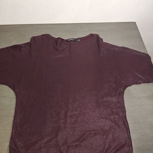LAUREN Ralph Lauren Woman's Burgundy Top,Doleman Sleeve And Boatneck Neckline
